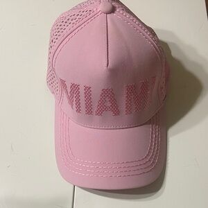 Robin Ruth Pink 'MIAMI' Embellished Mesh Baseball Cap